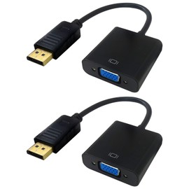 Zafina-UP DisplayPort Male to VGA Female Adapter Gold-Plated, 2-Pack Converter for Computer to Monitor, Display, Projector, HDTV with VGA Input Devices