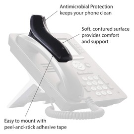 Softalk Antibacterial Black Phone Shoulder Rest | Landline Telephone Accessory (00601M)