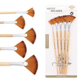 FDCGAS Fan Brush Set – 5 Pieces Fan Brush Acrylic Paints Artist Brush Set for Acrylic, Oil Painting, Gouache and Tempera Painting, Versatile, Suitable for Everyone