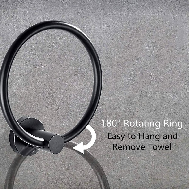 WEIKO Matte Black Towel Ring, Bathroom Hand Towel Holder Round