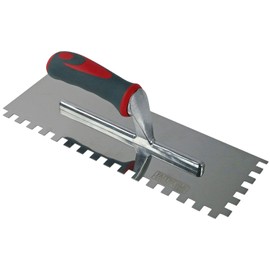 Faithfull SGTNOT10S Soft Grip Notched Trowel Stainless Steel 13 x 4 1/2-inch,Red/Grey