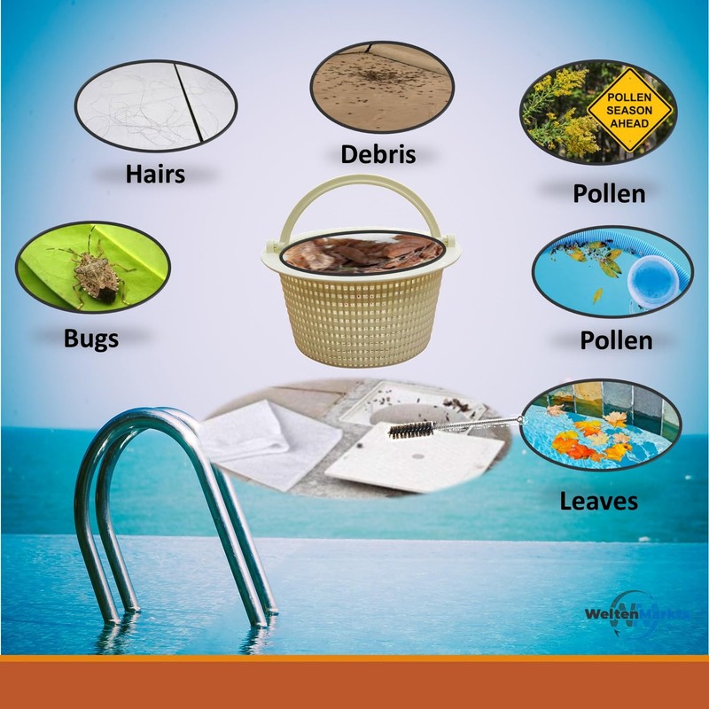 Mega Skimmer Basket Compact Robust Leaf Catcher for Pools Diameter