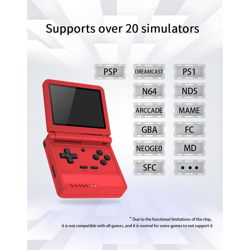 Powkiddy V90S Retro Handheld Console - 10,000+ Preloaded Games, Foldable