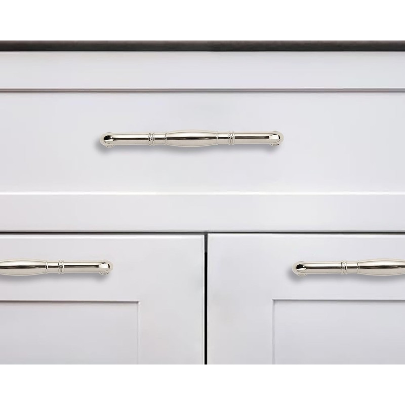 khtumeware 10 Pack 3-3/4 Inch(96mm) Polished Nickel Cabinet Pulls Drawer