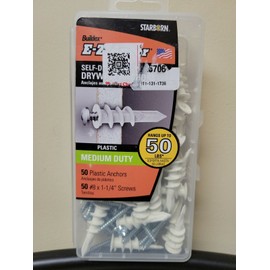 Unvert USA Plastic E-z Ancor Kit #50 Self Drilling Drywall Anchor Set with ‎1.25 inches NEW