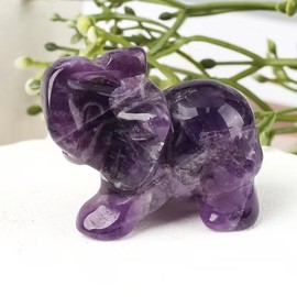 SquarezhenBo Elephant Ornament, Elephant Statue, Jade Stone Handcraft Natural Green Jade Stone Elephant Statue Decor Toys in Hand Home Décor Accents Sculptures (Purple)