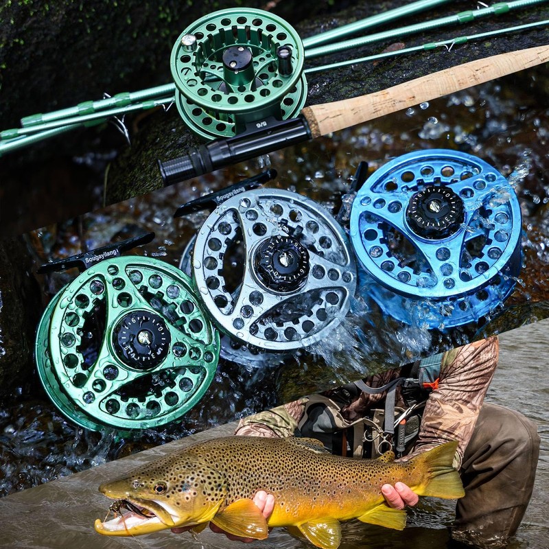 Sougayilang Fly Fishing Reel，Large Arbor With Diecast Aluminum Body Fly
