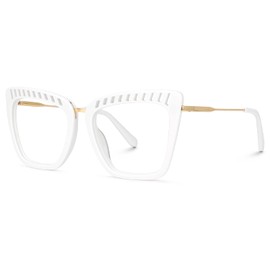 Zeelool Chic TR90 Oversized Cat Eye Blue Light Blocking Glasses Carved Frame for Women Majoro ZJGX414538-03 White