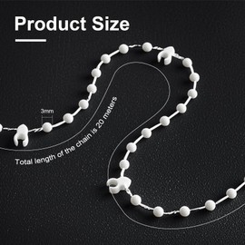 20 Meter 200 clips Vertical Blind Bottom Chain for 3.5 Inch/ 89mm Slats,Vertical BlindChain,Vertical Blinds Repair Parts Suitable for 3.5 Inch/ 89mm Blind Bottom Chain Slats(20Meter Long,White)