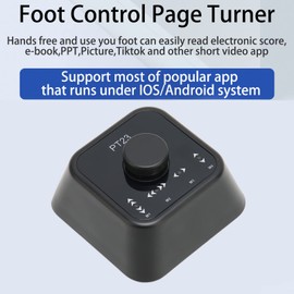 Bluetooth Page Turner Pedal for Computer Phones, PT23 Bluetooth Page Turner Foot Pedal Switch, Rechargeable Multimedia Controller Keyswitch. (Black)