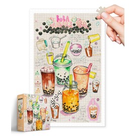 PieceRelax Plastic Jigsaw Puzzles for Adults 1000 Pieces Lucile Prache - Bubble Tea Most Satisfying Table Games and Gifts No Puzzle Mat Required [H3339]