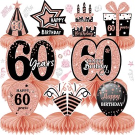 LWAIX 60th Birthday Decoration Men Women Pack of 10 Table Decoration Birthday Decoration with 30 g Decorative Confetti for Honeycomb Table Decoration Party Accessories Table Decorations Paper (60)