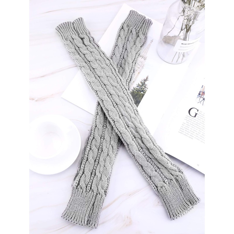 Bememo 3 Pairs Arm Warmers Long Fingerless Gloves Knit Wrist