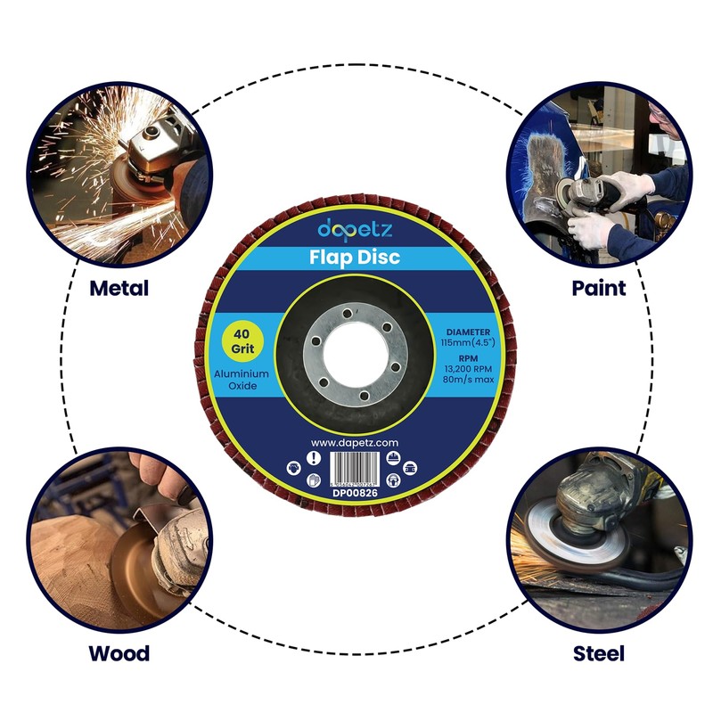Dapetz ® Professioanl Abrasive Flap Discs 115mm 4.5" 40 Grit