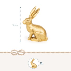 Rabbit figure for standing: large Easter bunny figure, Easter decoration gold, Easter bunny sitting, decorative bunny noble, figures Easter and spring, table decoration large, decorative rabbit table and windowsill, decorative figure modern, 16.5 cm