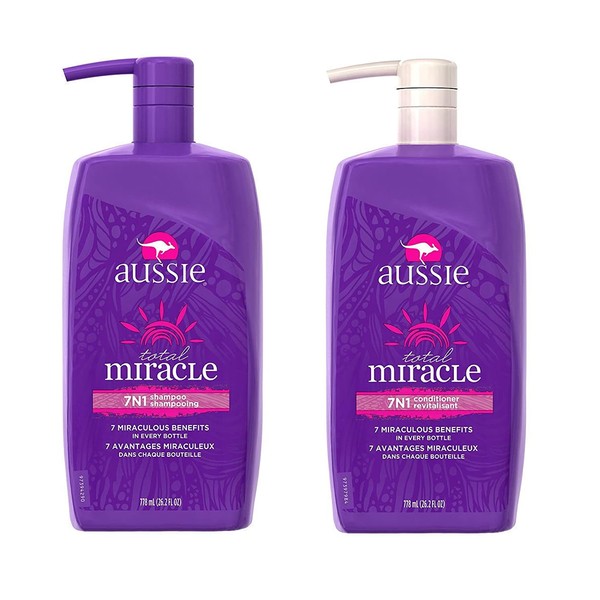 AUSSIE Total Miracle 7 in 1 Shampoo & Conditioner 26.2 FL OZ ( 1 bottle each )