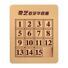 Wooden Number Slide Puzzle Wooden Digital Huarong Road Digital Math Educational Puzzle Brain Teaser Sliding Puzzle IQ Game Toys School Party Toys (4x4 slide puzzle)