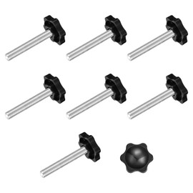 sourcing map 8Pcs Clamping Screw Knob, M8 x 50mm Hex Shaped Star Knob Plastic Grips Hand Tightening Screw Handle for Umbrella Base Mechanical Furniture, 32mm Dia