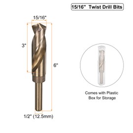uxcell 15/16" M35 Cobalt Twist Drill Bits, High-Speed Steel Jobber Drill Bit for Stainless Steel, Hardened Metal, Cast Iron, Aluminum, Copper, Soft Alloy Steel, Wood, Plastic