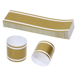 Penta Angel Paper Napkin Band 100Pcs Self-Adhesive Napkin Rings Bulk for Rolling Silverware Table Setup Wedding Event Party Supply (Gold, One Size)
