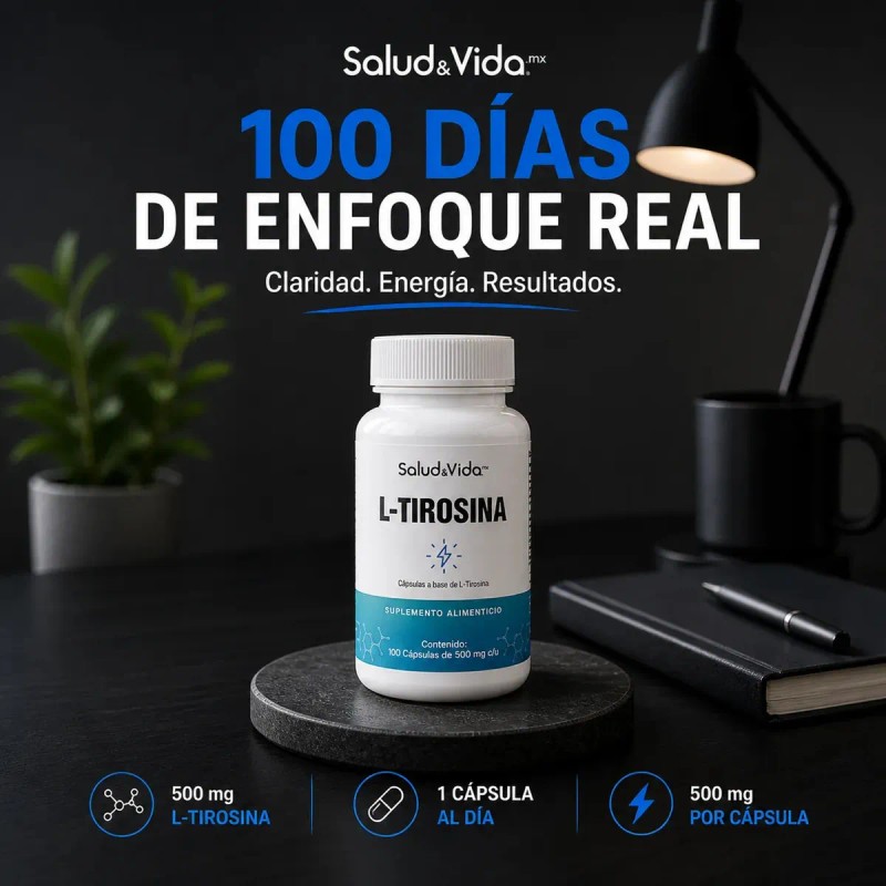 Tirosina 100 Cápsulas 500 Aminoácido Puro Salud Vida