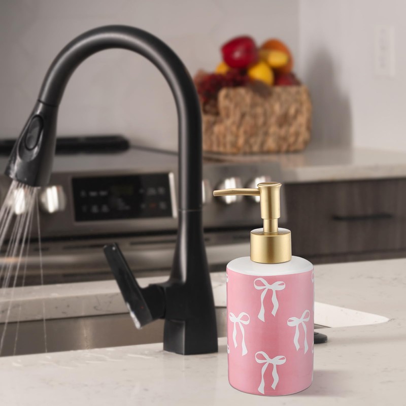 Reallnaive Pink Bow Soap Dispenser Cute Coquette Hand Soap Dispenser