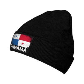 KOSUES Vintage Panamanian Panama Flag Stretchy Knit Beanie Hat Unisex Warm Knitted Hats Winter Ski Skull Caps Acrylic Knit Stocking Cuffed Cap Cold Weather Watch Cap for Hiking Skiing Pink