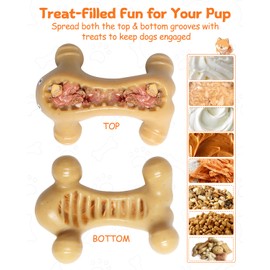 KrauzPet Dog Toys for Aggressive Chewers Large Medium Breed, Interactive Treat Dispenser Chew Toy to Keep Dogs Busy, Indestructible Durable Nylon Teething Bones