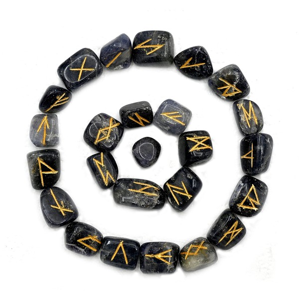 Iolite Runes Crystal Runes Set of 25 Engraved Rune Stones with Runes Book PDF