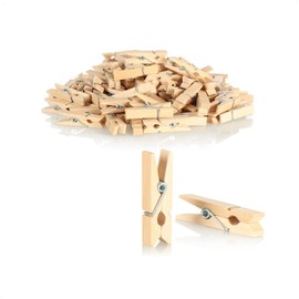 com-four® 120 x Mini Lotus Wood Clothes Pegs Small Wooden Pegs Decoration for Pictures, Collages, Postcards, Photos & Gifts (120 Pieces - Natural)
