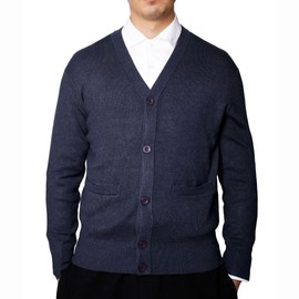 UrbanFit Men's Long Sleeve Plain Button-up Cardigan Classic Sweater Jumper Knitwear (M, Mid Blue)