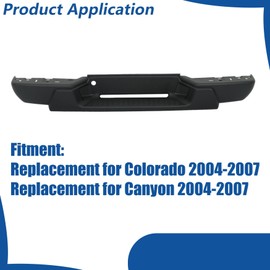 WFLNHB Black Primered Steel Rear Step Bumper without Park Assist Sensor Holes Replacement for Chevy Colorado Canyon Pickup 2004-2007 GM1103146