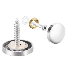 uxcell Mirror Screws, Decorative Cap Fasteners Cover Nails, Electroplated, Bright Silvery 18mm/0.71" Brass 12pcs