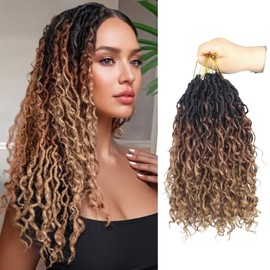 Vemet Goddess Locs Crochet Hair 12 Inch 9 Packs Synthetic Faux Locs Crochet Hair for Black Women, River Locs Hair Extensions Style Pre looped Crochet with Curly Ends