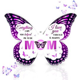 elook Gifts for Mum at Christmas, Beautiful Butterfly Acrylic Plaque Best Mum Birthday Gift from Daughter Son on Her Birthday Mothers Day Christmas Valentines - Purple