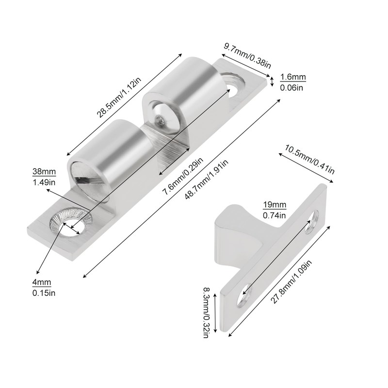 HOJLKLD 12Pcs Double Ball Tension Roller Catch Latch, 50mm Solid