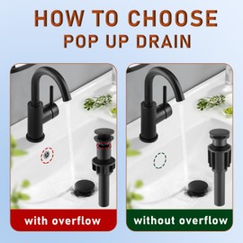 Bathroom Sink Drain Without Overflow for Vessel Sink Lavatory Vanity, Pop Up Drain Stopper Oil Rubbed Bronze Built-in Anti-Clogging Strainer
