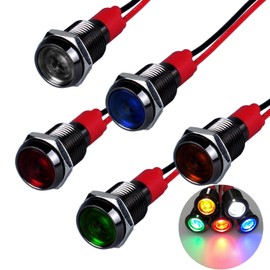 DMWD 5 luces indicadoras LED de ahorro de energía de 12 V-24 V, 20 mA, carcasa de aleación de aluminio, orificio de montaje impermeable con 15 cm. Alambre para coche, camión, barco (mezcla de luz)