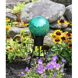 Achla Designs G6-EG-C, Emerald Green 6-inch Crackle Gazing Globe Ball, 6