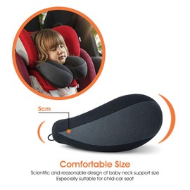 COOLBEBE Kids Travel Neck Pillow Car Pillow for Kids Remarkable Head Chin Neck Support U-Shaped Pillows for Child (Black and Grey)