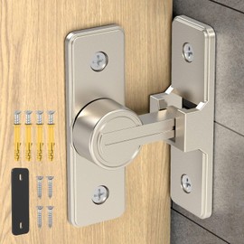 Heavy Duty 90 Degree Barn Door Lock, Zinc Alloy Security Sliding Door Latch for Barn, Garden, Bathroom, Fence, Shed - Anti-Rust and Robust (Nickel-1 Pc)