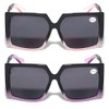 V.W.E. 2 Pairs Square Oversize Women BIFOCAL Outdoor Reading Sunglasses