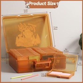 Photo Storage Box 4" x 6" Cases With Handle - 16 Inner Keeper (Brown-Camping style pattern)