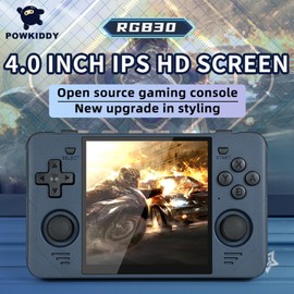 PowKiddy RGB30 Handheld Game Console Portable Game Player Open Source Gaming Device 4.0-inch IPS HD Screen Support HD TV Connection Multiple Play Modes Rechargeable Type-C Fast Charging