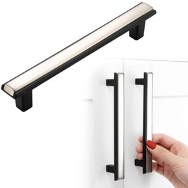 BEROSSA Nickel and Black Cabinet Pulls Brushed Nickel and Matte Black Kitchen Cabinet Handles, 10 Pack 5 Inch, 2281 Two Tone Hardware for Cabinets Drawers Bedroom Dresser Cupboard Bathroom Vanity