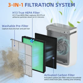 Vital 200S HEPA Toxin Absorber Replacement Filter for LEVOIT Vital 200S/200S-P Air Purifier,3-in-1 H13 True HEPA High-Efficiency Activated Carbon Filter,Vital 200S-RF-TX (LRF-V201-GUS),2 Pack,Green