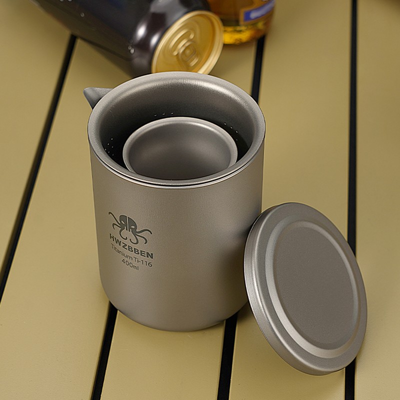 Titanium Tea Pot Cups Set Outdoor Camping Tea Service Lightweight
