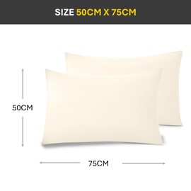 Pair of Pillowcases (50cmx75cm) - Ultra Soft Microfibre Pillow Covers, Wrinkle-Resistant, Shrink and Fade Resistant, Easy Care, Breathable, Hypoallergenic Fabric for a Comfortable Sleep (Cream)