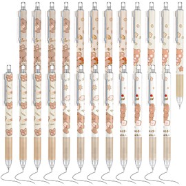 24 Pcs Kawaii Bear Mechanical Pencil 0.5mm Cute Automatic Pencils Cartoon Bear Brown White Automatic Retractable Pencils for School Office Supplies Sketching Architecture