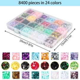 Encuryna Sequins for Crafts, 8400 Pieces Colours Sequins Set with Box, Loose Sequins, Colourful Crafts, Sewing, Sticking, Bulk Mixed Colours, Loose Sequins for DIY Crafts Making